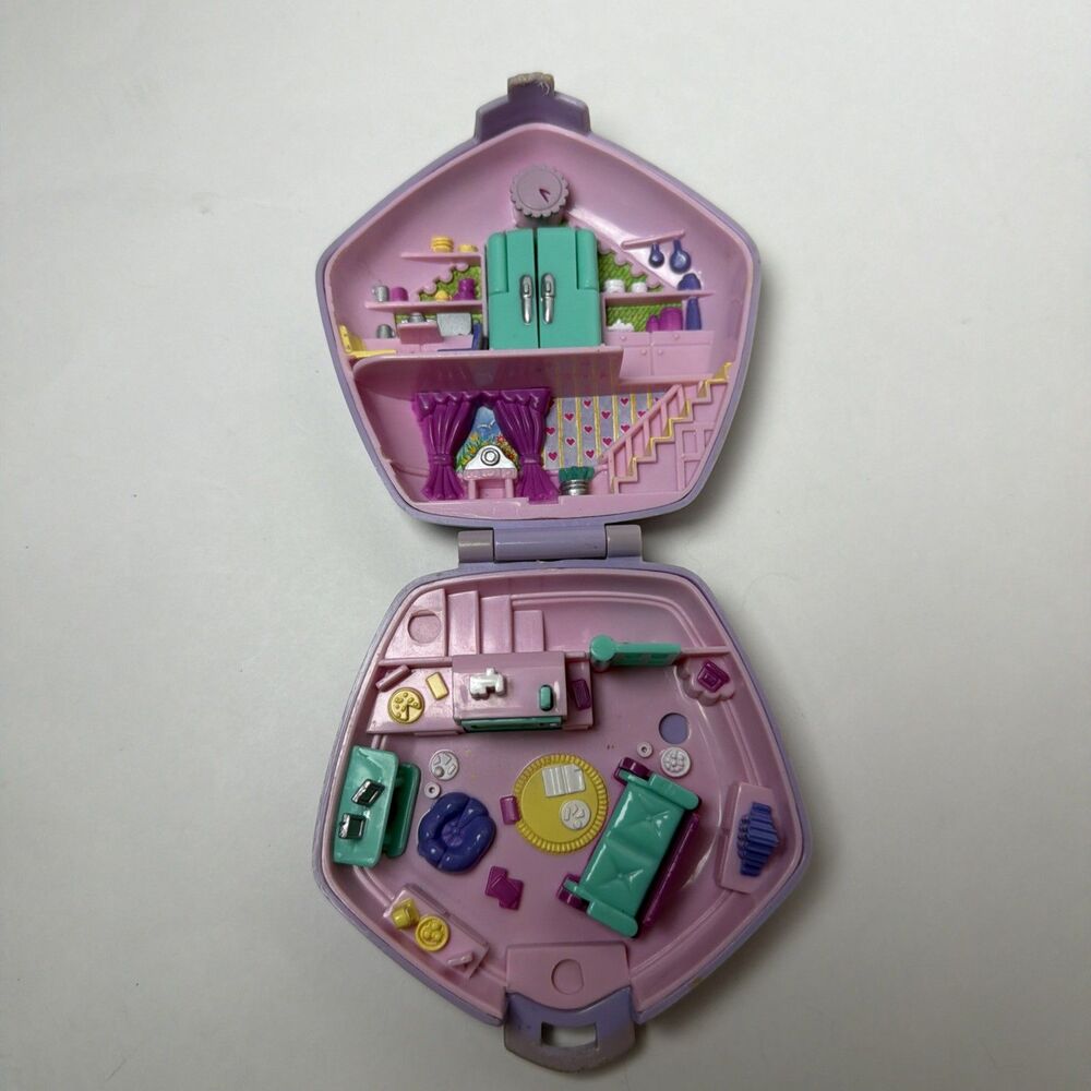 Vintage 1994 Bluebird Polly Pocket - Slumber Party Fun - Purple Octagon Compact